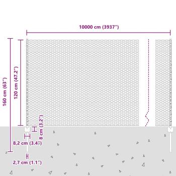 Zaun mit Pfosten Silber 1,2 x 100 m Stahl