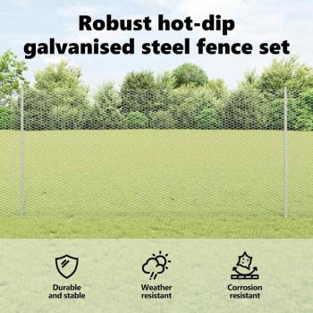 Zaun mit Pfosten Silber 1,2 x 100 m Stahl