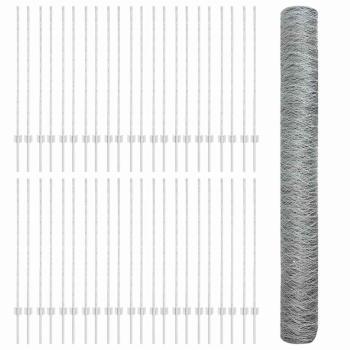 Zaun mit Pfosten Silber 1,2 x 100 m Stahl