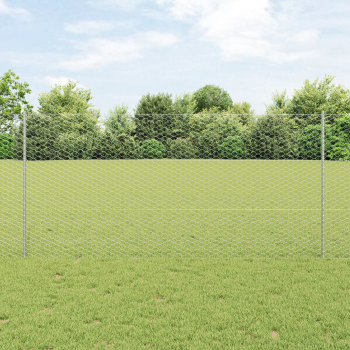 Zaun mit Pfosten Silber 1,2 x 100 m Stahl