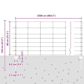 Zaun mit Pfosten Silber 0,8 x 25 m Stahl