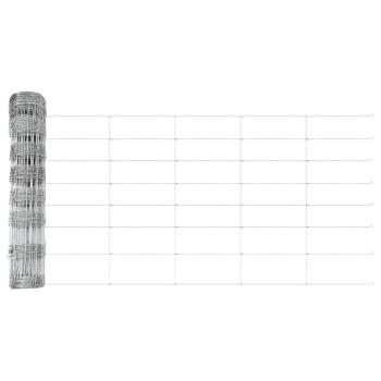 Zaun mit Pfosten Silber 0,8 x 25 m Stahl