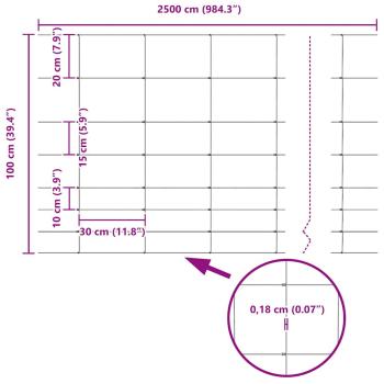 Zaun mit Pfosten Silber 1 x 25 m Stahl
