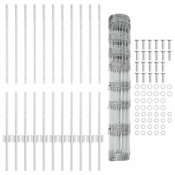 Zaun mit Pfosten Silber 1 x 25 m Stahl