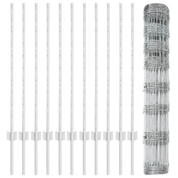 Zaun mit Pfosten Silber 1 x 25 m Stahl