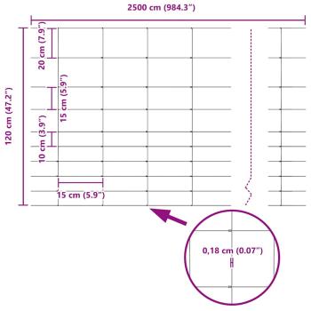 Zaun mit Pfosten Silber 1,2 x 25 m Stahl