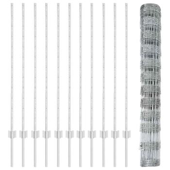 Zaun mit Pfosten Silber 1,2 x 25 m Stahl