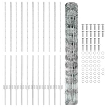 Zaun mit Pfosten Silber 1,2 x 25 m Stahl