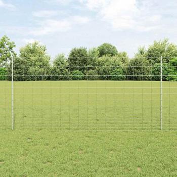 ARDEBO.de - Zaun mit Pfosten Silber 1,2 x 25 m Stahl