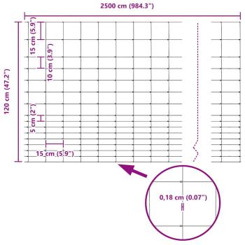 Zaun mit Pfosten Silber 1,2 x 25 m Stahl