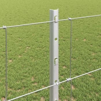 Zaun mit Pfosten Silber 1,2 x 25 m Stahl