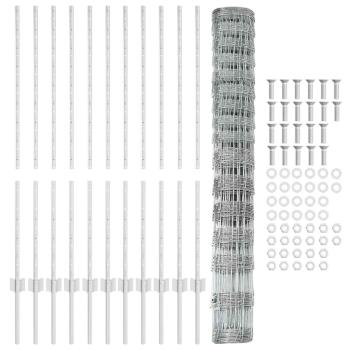 Zaun mit Pfosten Silber 1,2 x 25 m Stahl