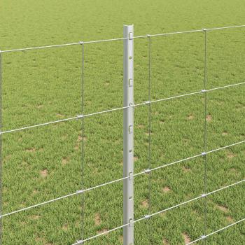 Zaun mit Pfosten Silber 1,4 x 25 m Stahl