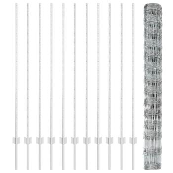 Zaun mit Pfosten Silber 1,4 x 25 m Stahl
