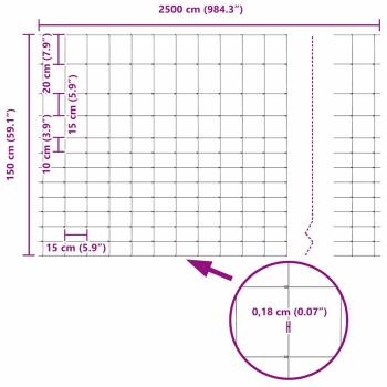 Zaun mit Pfosten Silber 1,5 x 25 m Stahl