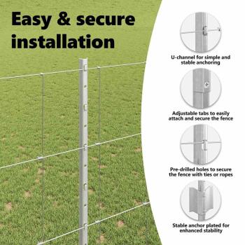 Zaun mit Pfosten Silber 1,5 x 25 m Stahl