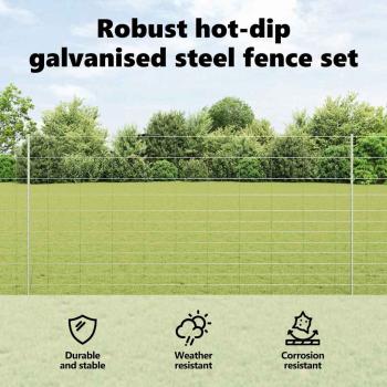 Zaun mit Pfosten Silber 1,5 x 25 m Stahl
