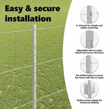 Zaun mit Pfosten Silber 1,5 x 25 m Stahl