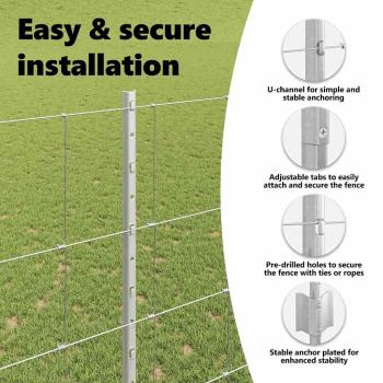 Zaun mit Pfosten Silber 1,5 x 25 m Stahl