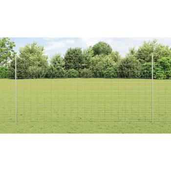 Zaun mit Pfosten Silber 1,5 x 25 m Stahl