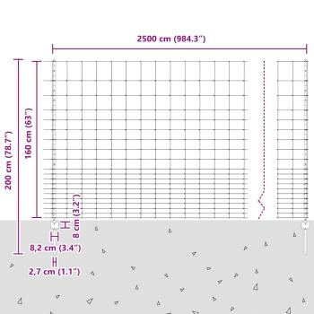 Zaun mit Pfosten Silber 1.6 x 25 m Stahl