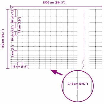 Zaun mit Pfosten Silber 1.6 x 25 m Stahl