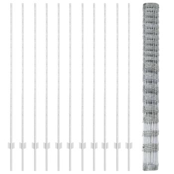 Zaun mit Pfosten Silber 1.6 x 25 m Stahl