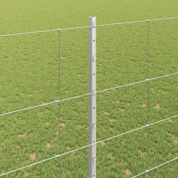 Zaun mit Pfosten Silber 1.6 x 25 m Stahl