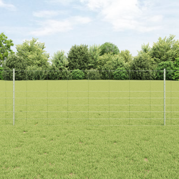 Zaun mit Pfosten Silber 0,8 x 50 m Stahl