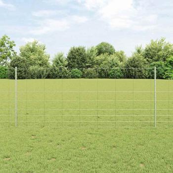 ARDEBO.de - Zaun mit Pfosten Silber 1 x 50 m Stahl