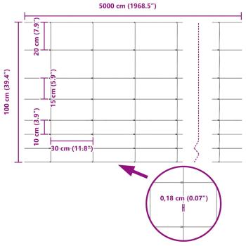Zaun mit Pfosten Silber 1 x 50 m Stahl