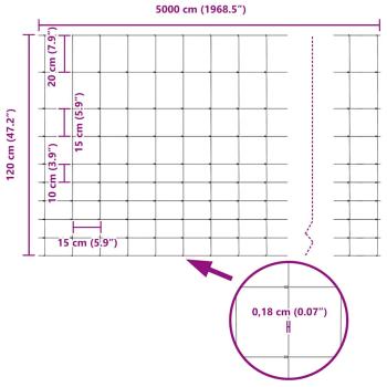Zaun mit Pfosten Silber 1,2 x 50 m Stahl