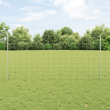 Zaun mit Pfosten Silber 1,2 x 50 m Stahl