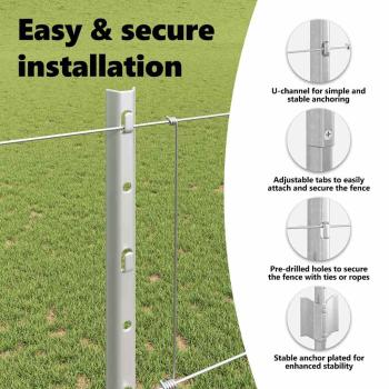 Zaun mit Pfosten Silber 1,2 x 50 m Stahl