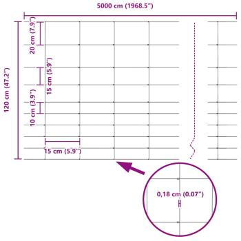 Zaun mit Pfosten Silber 1,2 x 50 m Stahl