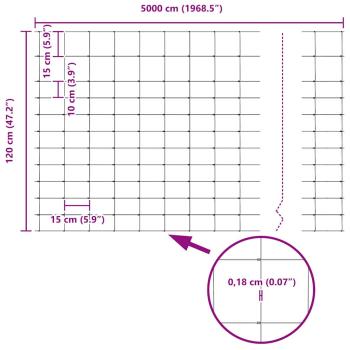 Zaun mit Pfosten Silber 1,2 x 50 m Stahl