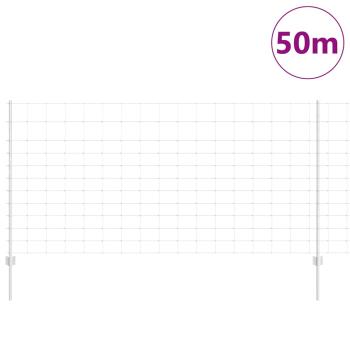 Zaun mit Pfosten Silber 1,2 x 50 m Stahl