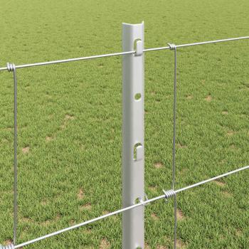 Zaun mit Pfosten Silber 1,2 x 50 m Stahl