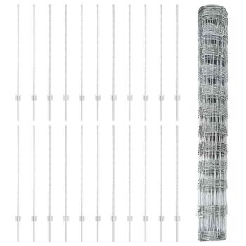 Zaun mit Pfosten Silber 1,2 x 50 m Stahl