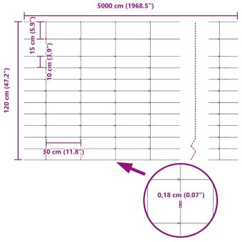 Zaun mit Pfosten Silber 1,2 x 50 m Stahl