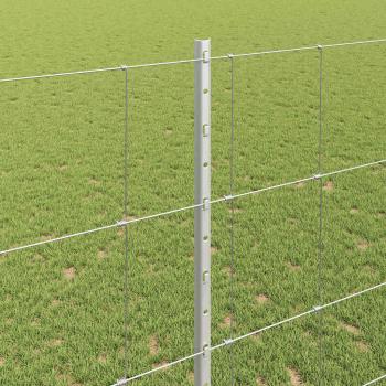 Zaun mit Pfosten Silber 1,4 x 50 m Stahl