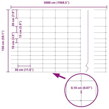 Zaun mit Pfosten Silber 1,5 x 50 m Stahl
