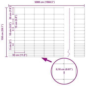 Zaun mit Pfosten Silber 1,5 x 50 m Stahl