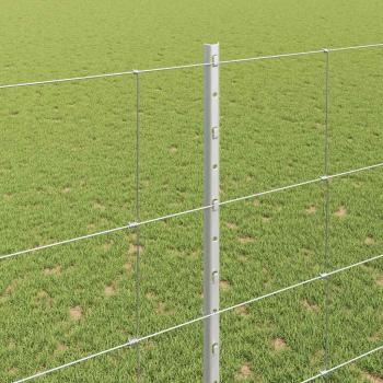 Zaun mit Pfosten Silber 1,5 x 50 m Stahl