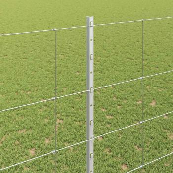 Zaun mit Pfosten Silber 1,6 x 50 m Stahl