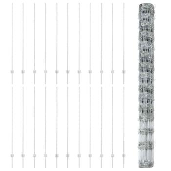 Zaun mit Pfosten Silber 1,6 x 50 m Stahl