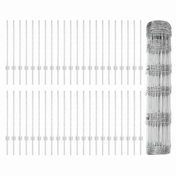 Zaun mit Pfosten Silber 0,8 x 100 m Stahl