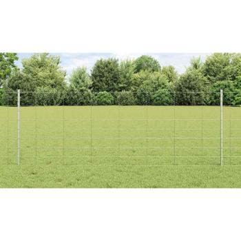Zaun mit Pfosten Silber 0,8 x 100 m Stahl