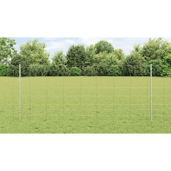 Außen Wildzaun mit Pfosten 100 x 1 m Verzinkter Stahl Silber
