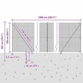Zaunpfosten Silber 10 x 1,5 m (12 x 12 mm Maschenweite) Stahl